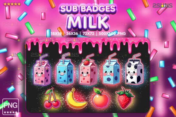 Download 9 Yummy Sub Badges, Milk Twitch Badges - Twitch badges Collection